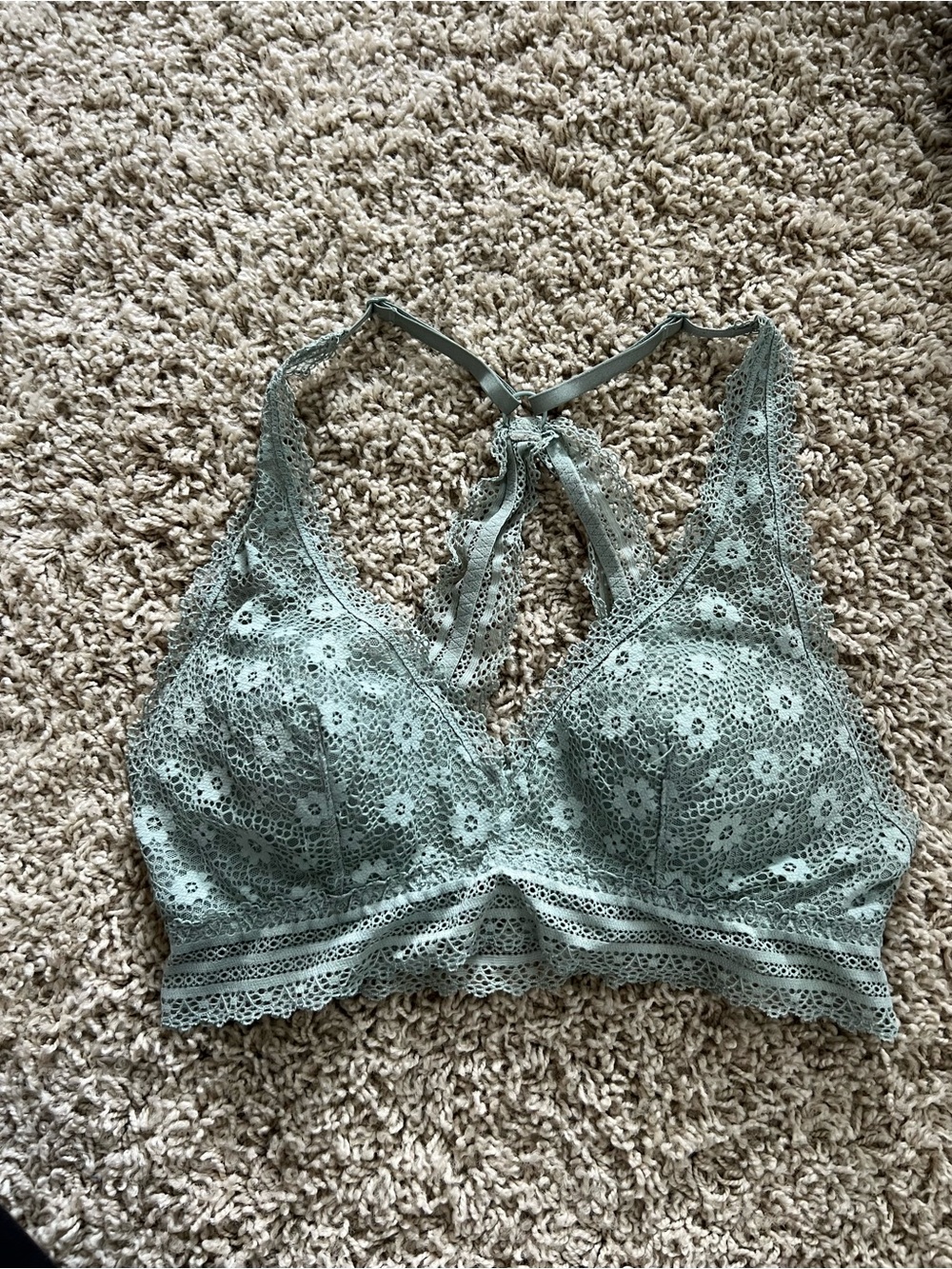 Victoria's Secret Sage Green Floral Lace Bralette